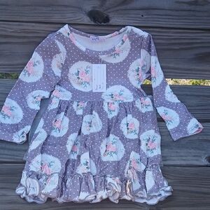 Pete + Lucy  Purple Floral  Long Sleeve Crew Neck dress, 3T